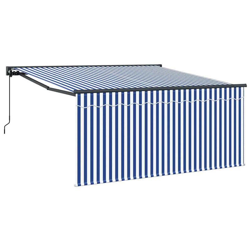 vidaXL Behúzható napellenző Kék és fehér 300 x 250 cm szövet