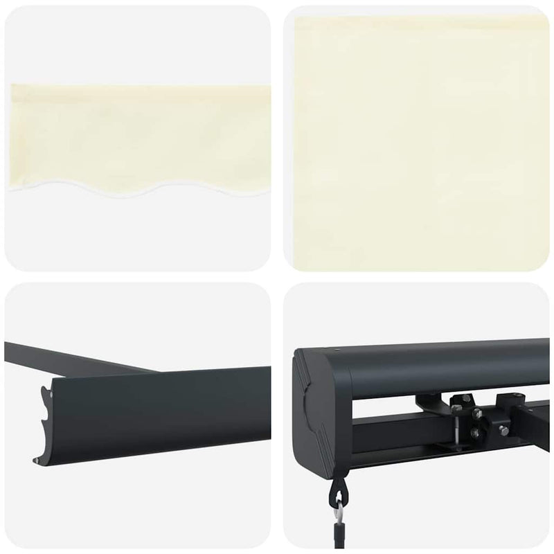 vidaXL Behúzható napellenző Krém 300 x 250 cm Szövet, Fém