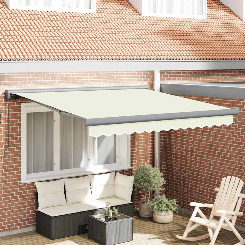 vidaXL Behúzható napellenző Krém 300 x 250 cm Szövet, Fém