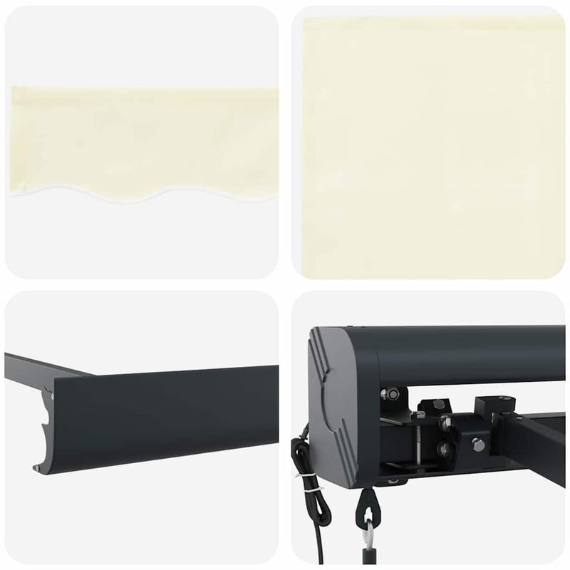 vidaXL Behúzható napellenző Krém 300 x 250 cm Szövet, Fém