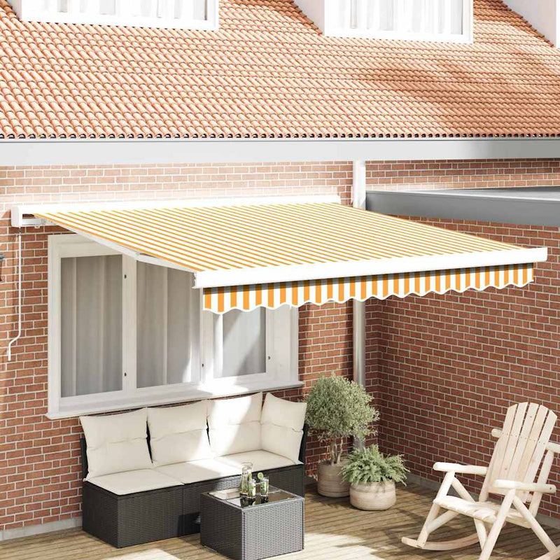 vidaXL Behúzható napellenző Sárga és Fehér 300 x 250 cm Szövet és Fém