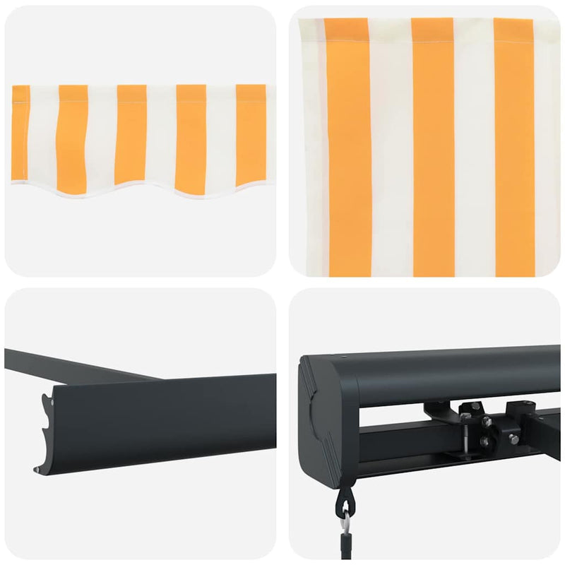 vidaXL Behúzható napellenző Sárga és Fehér 300 x 250 cm Szövet és Fém