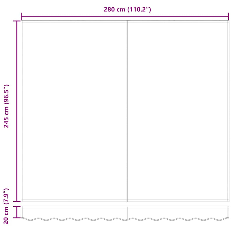 vidaXL Behúzható napellenző Sárga és Fehér 300 x 250 cm Szövet és Fém