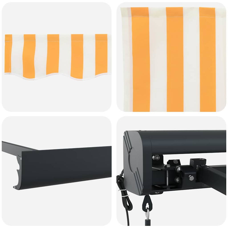 vidaXL Behúzható napellenző Sárga és fehér 300 x 250 cm Szövet, Fém