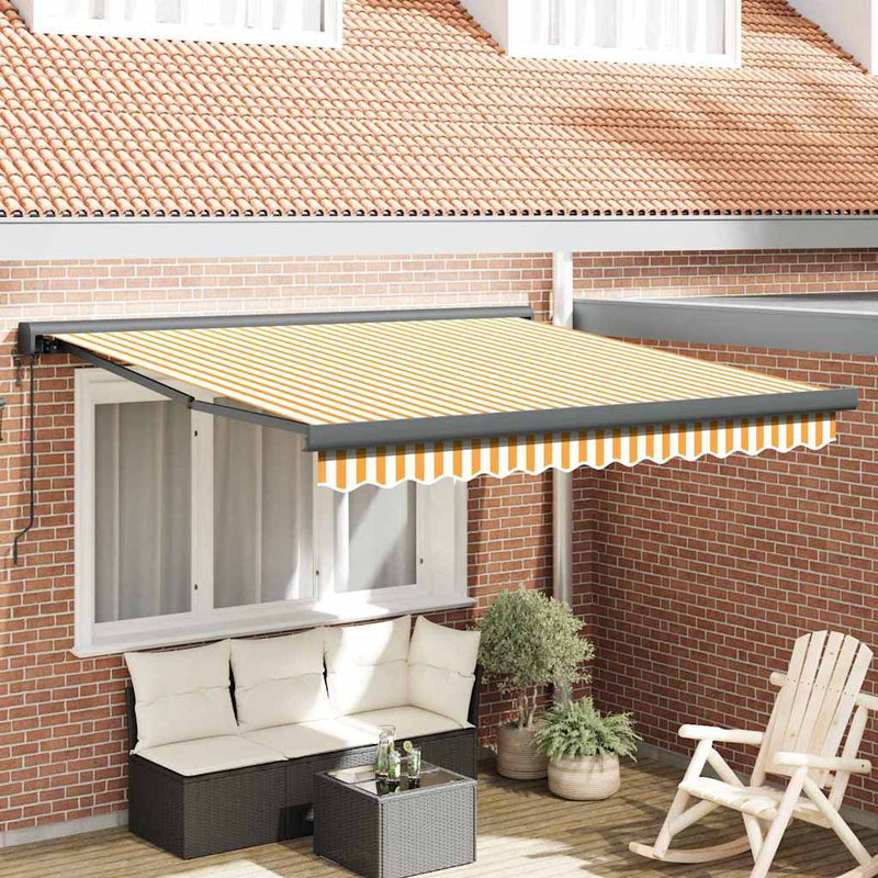 vidaXL Behúzható napellenző Sárga és fehér 300 x 250 cm Szövet, Fém