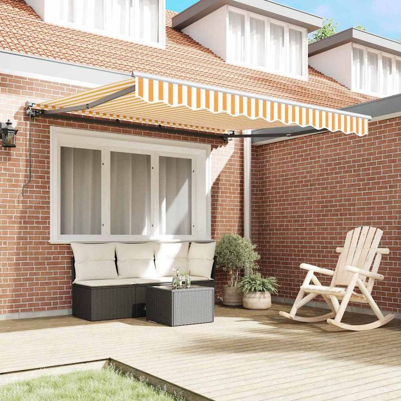 vidaXL Behúzható napellenző Sárga és Fehér 300x250 cm szövet