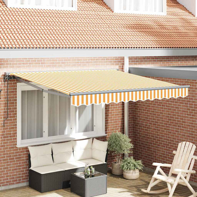 vidaXL Behúzható napellenző Sárga és Fehér 300x250 cm szövet