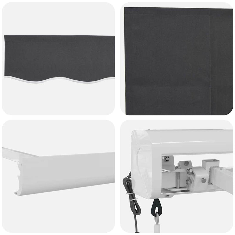 vidaXL Behúzható napellenző Antracit 300 x 250 cm Szövet, Fém