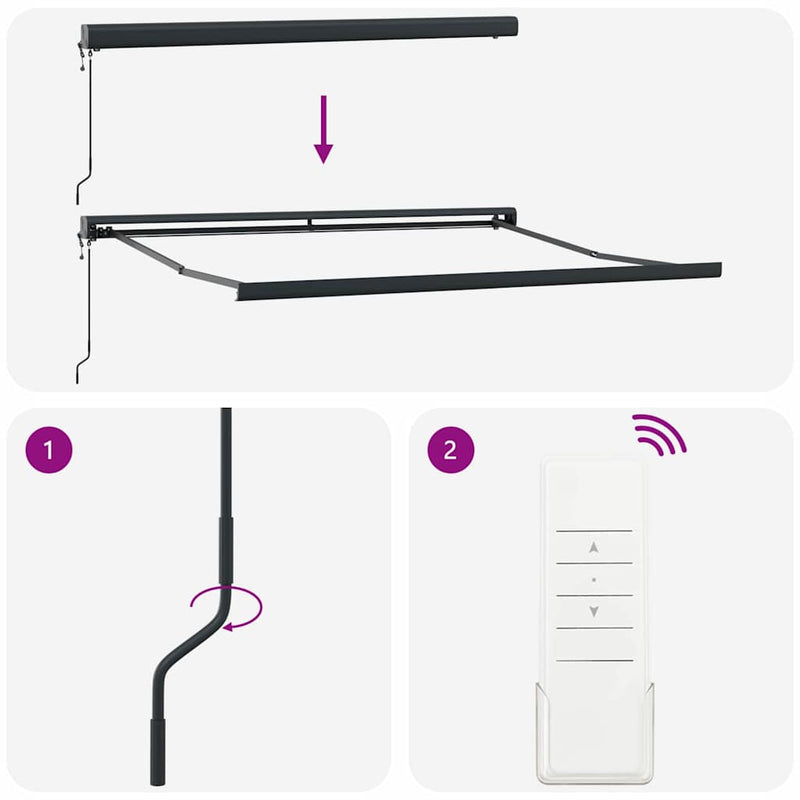 vidaXL Behúzható napellenző Antracit 300 x 250 cm Szövet, Fém