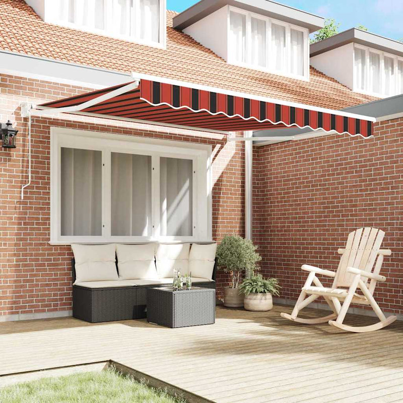 vidaXL Behúzható napellenző Csíkos Narancs és Barna 300 x 250 cm