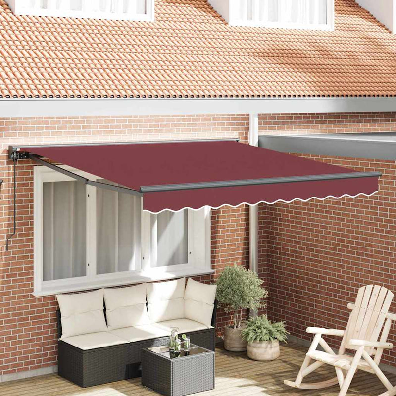 vidaXL Behúzható napellenző Burgundi Vörös 300x250 cm szövet