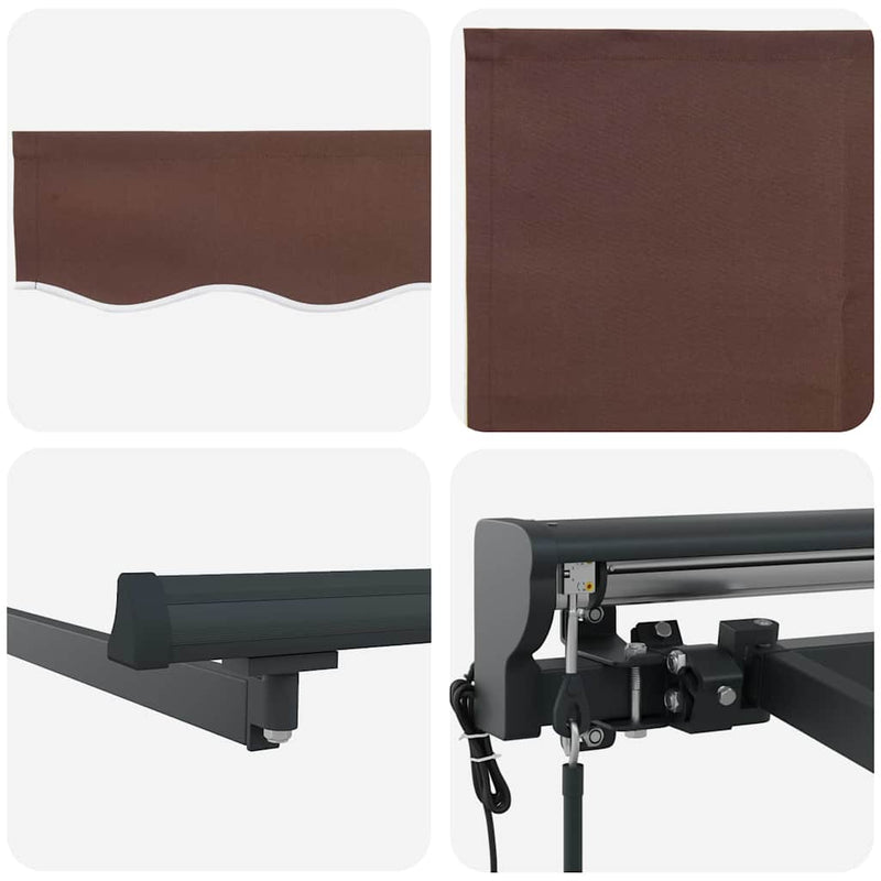 vidaXL Behúzható napellenző Barna 300x250 cm szövet