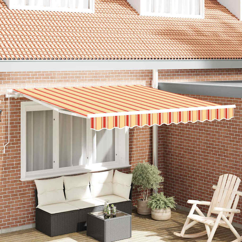 vidaXL Behúzható napellenző Csíkos Sárga és narancs 300 x 250 cm