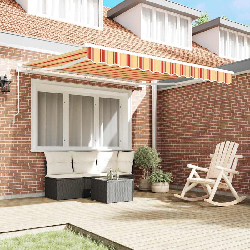 vidaXL Behúzható napellenző Csíkos Sárga és narancs 300 x 250 cm