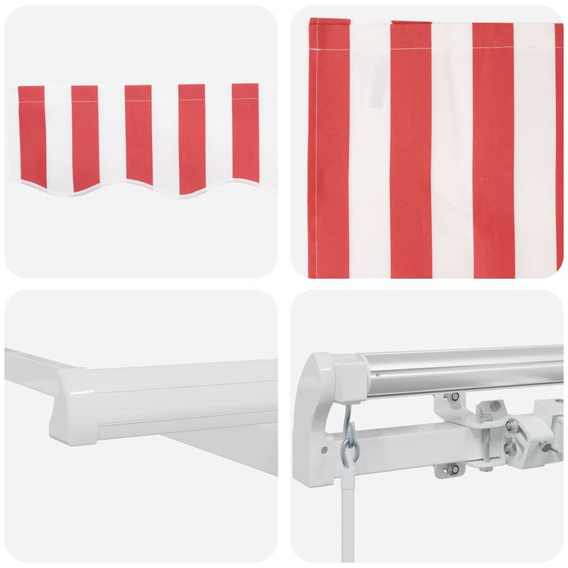 vidaXL Behúzható napellenző Csíkos Piros és Fehér 300 x 250 cm