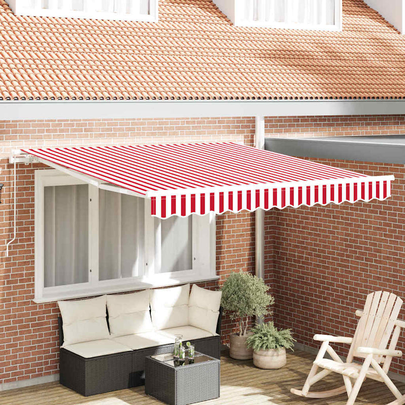 vidaXL Behúzható napellenző Csíkos Piros és Fehér 300 x 250 cm