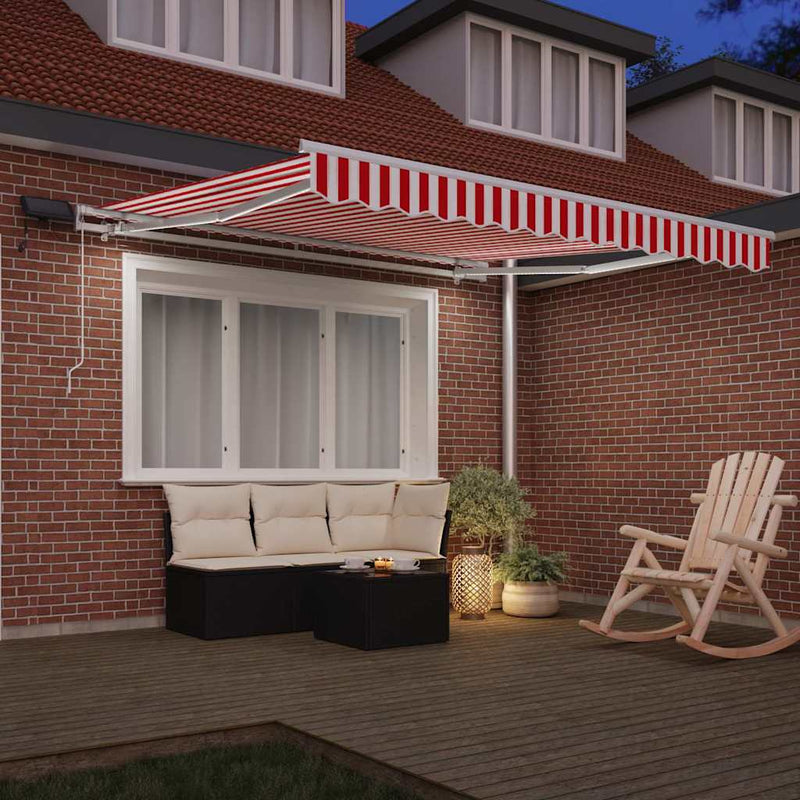 vidaXL Behúzható napellenző Piros és fehér 300 x 250 cm szövet