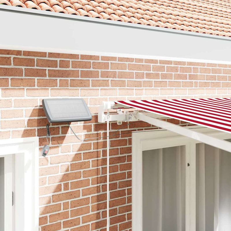 vidaXL Behúzható napellenző Piros és fehér 300 x 250 cm szövet