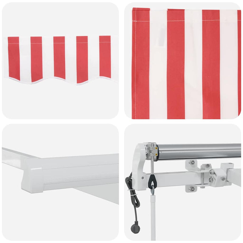 vidaXL Behúzható napellenző 300 x 250 cm Piros és fehér