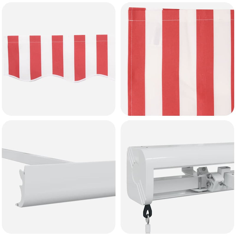 vidaXL Behúzható napellenző Piros és Fehér 300 x 250 cm Szövet és Fém