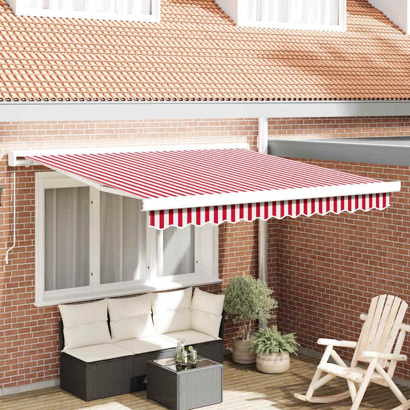 vidaXL Behúzható napellenző Piros és Fehér 300 x 250 cm Szövet és Fém
