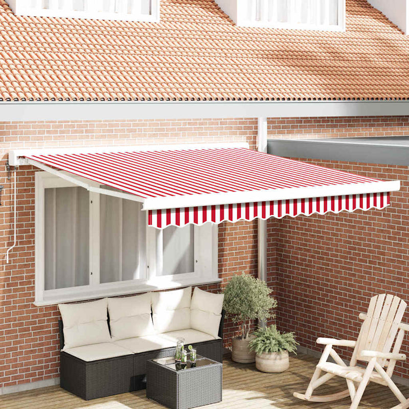 vidaXL Behúzható napellenző Piros és fehér 300 x 250 cm Szövet, Fém