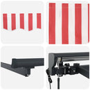 vidaXL Behúzható napellenző Piros és fehér csíkos 300x250 cm szövet