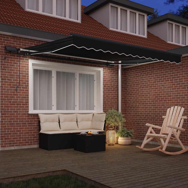 vidaXL Behúzható napellenző Fekete 300 x 250 cm szövet