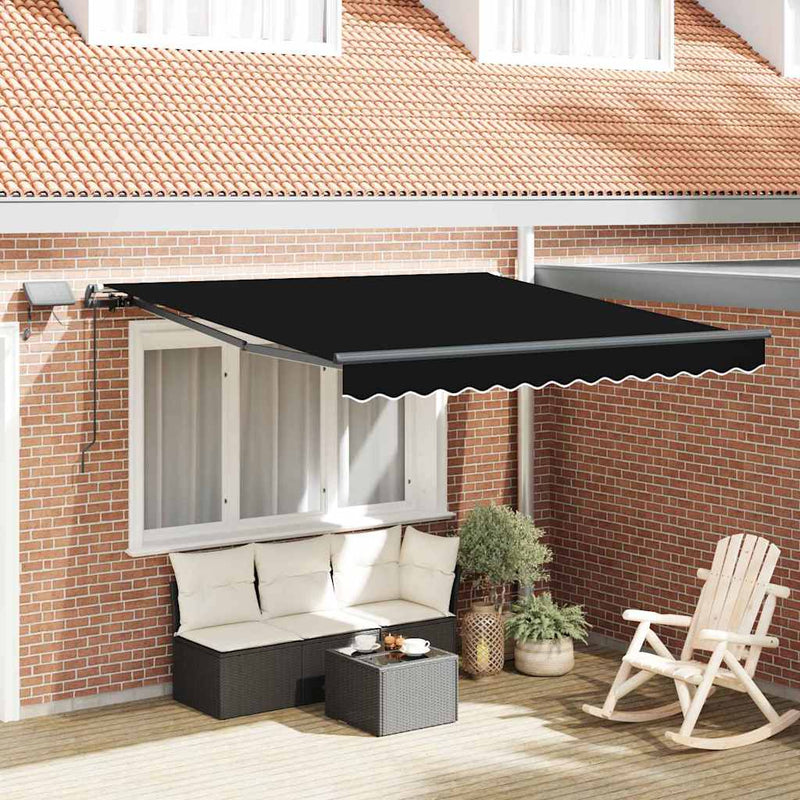 vidaXL Behúzható napellenző Fekete 300 x 250 cm szövet
