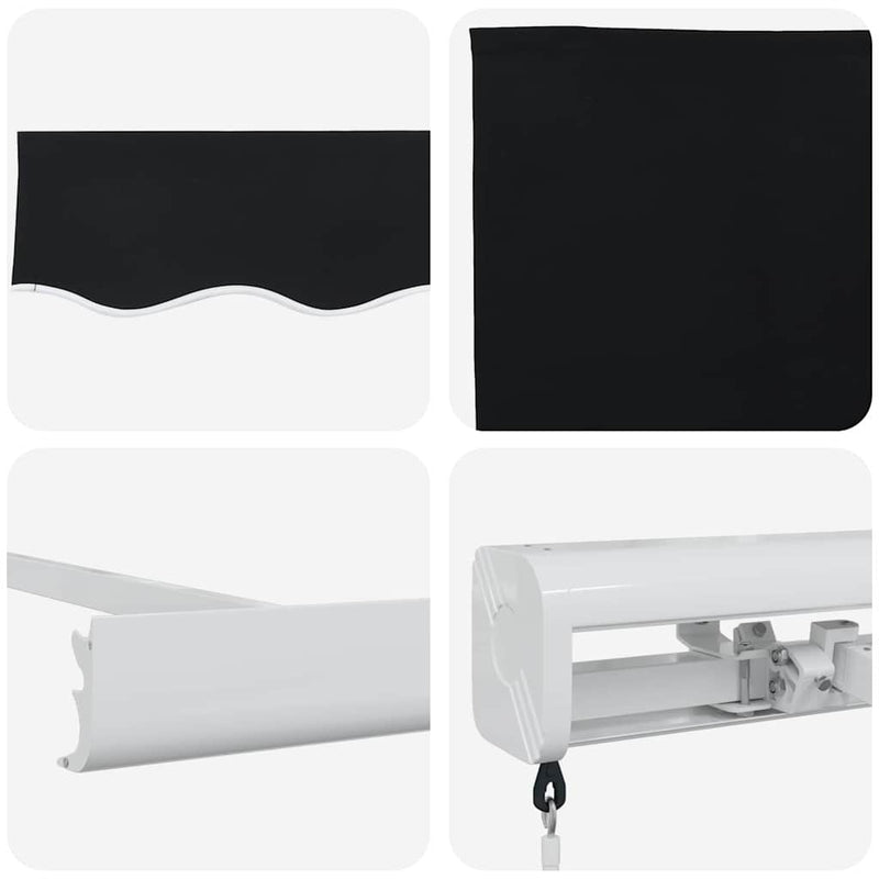 vidaXL Behúzható napellenző Fekete 300 x 250 cm Szövet és Fém