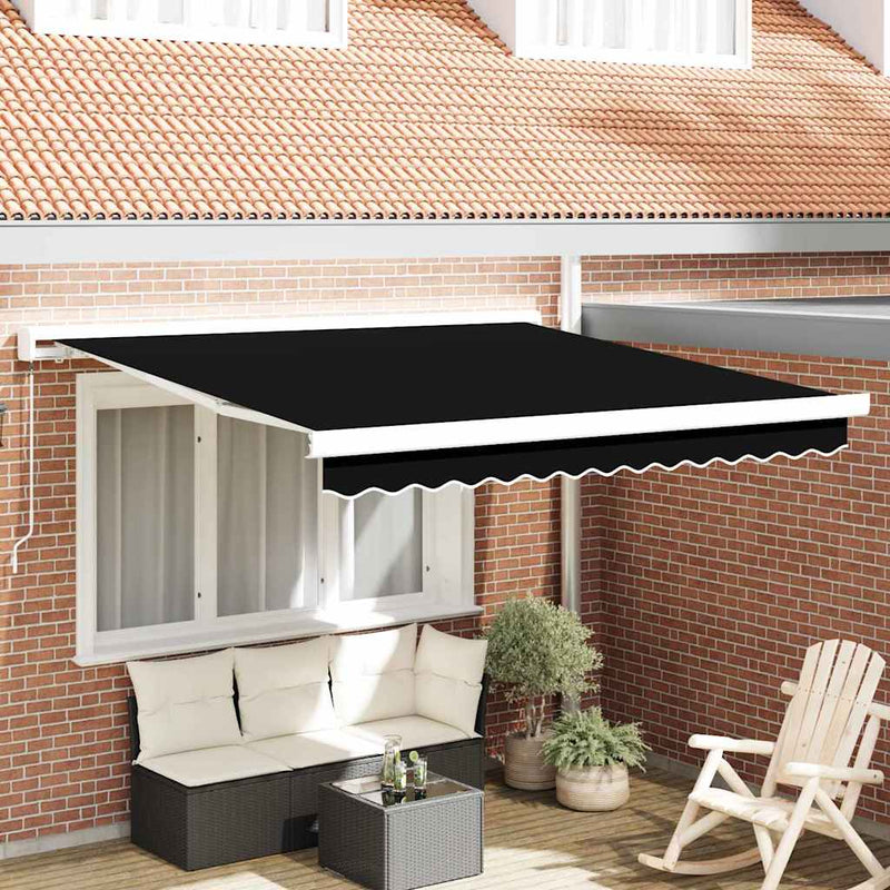 vidaXL Behúzható napellenző Fekete 300 x 250 cm Szövet és Fém