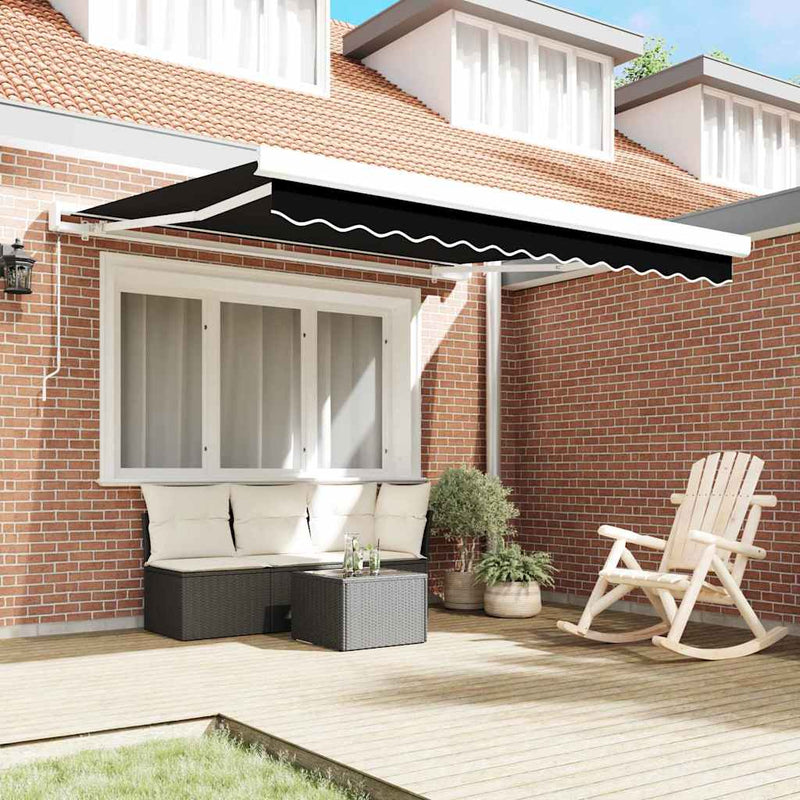 vidaXL Behúzható napellenző Fekete 300 x 250 cm Szövet és Fém