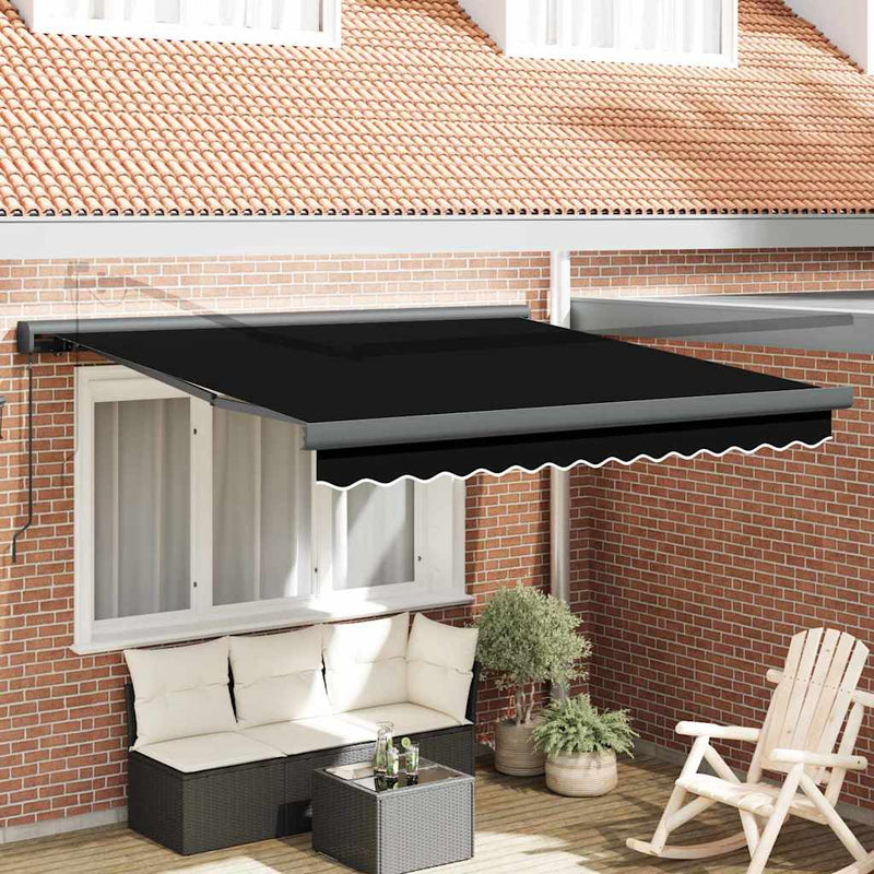 vidaXL Behúzható napellenző Fekete 300 x 250 cm Szövet és Fém
