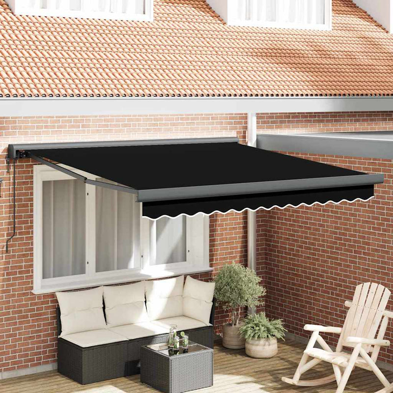 vidaXL Behúzható napellenző Fekete 300 x 250 cm Szövet, Fém