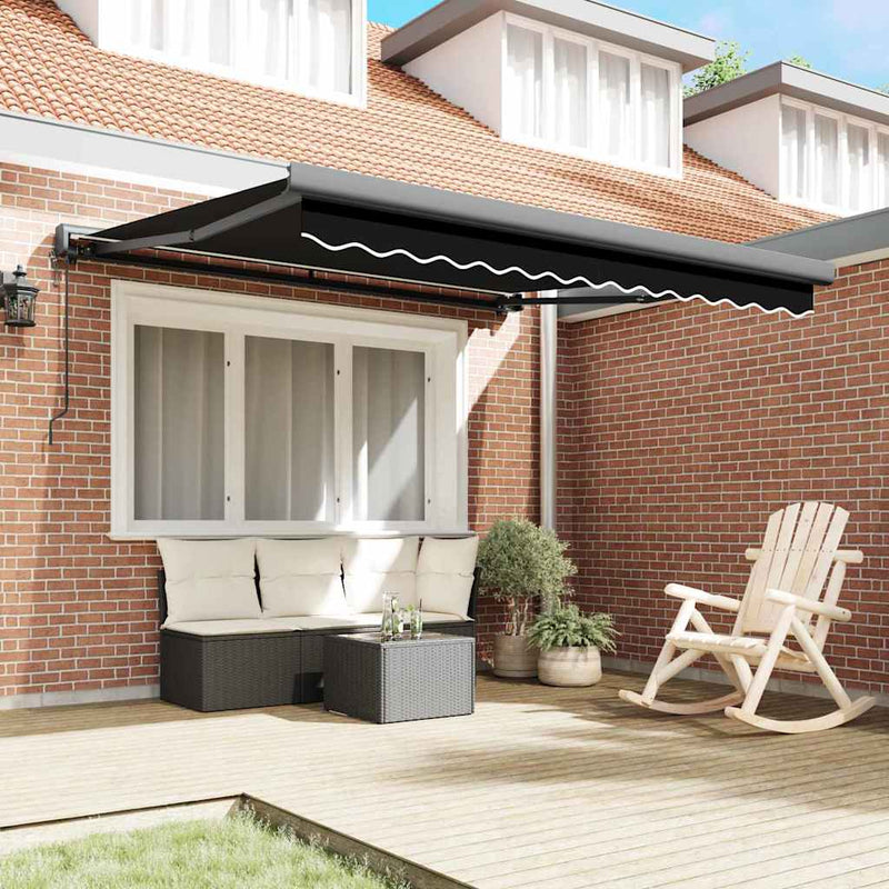 vidaXL Behúzható napellenző Fekete 300 x 250 cm Szövet, Fém