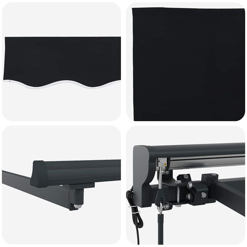 vidaXL Behúzható napellenző Fekete 300x250 cm szövet