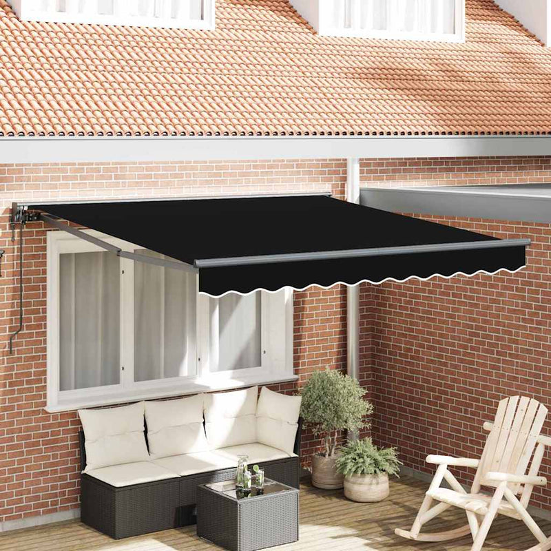 vidaXL Behúzható napellenző Fekete 300x250 cm szövet