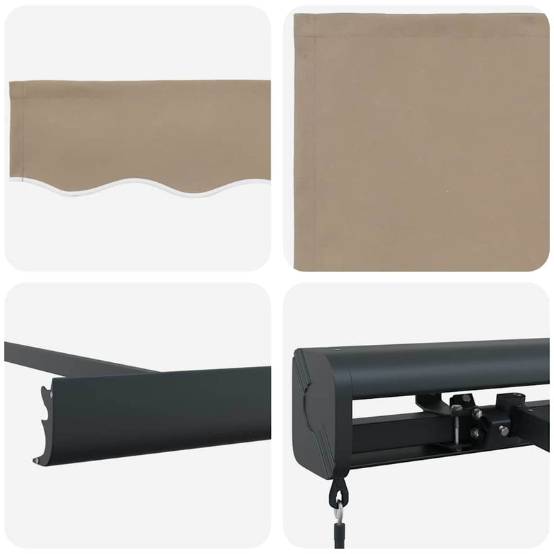 vidaXL Behúzható napellenző Bézs 300 x 250 cm Szövet és Fém