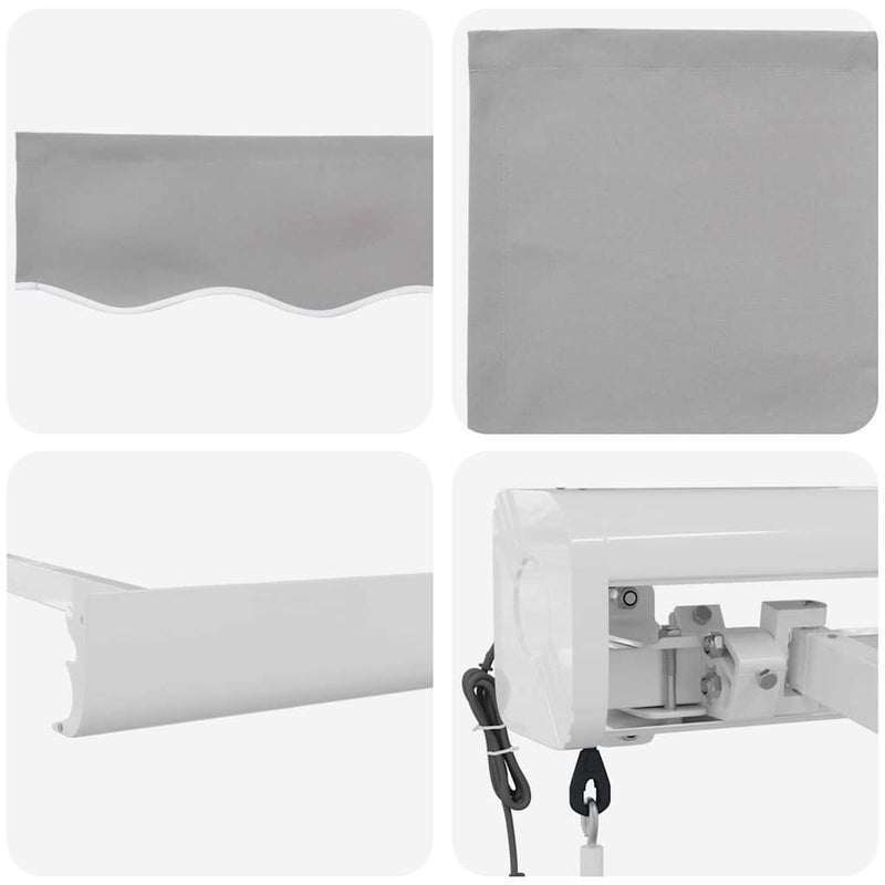 vidaXL Behúzható napellenző Világosszürke 300 x 250 cm Szövet, Fém