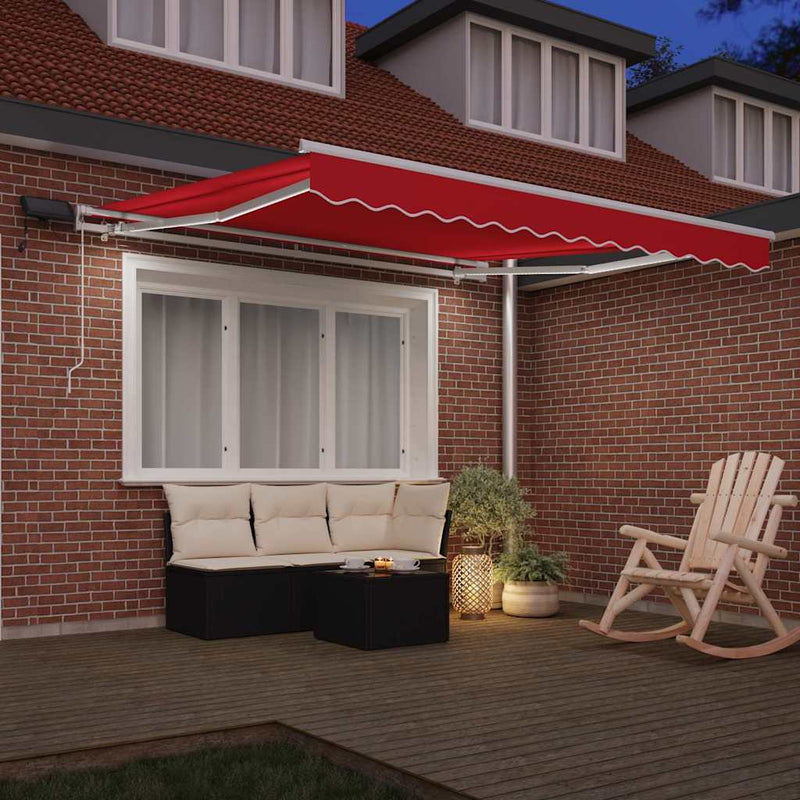 vidaXL Behúzható napellenző tartalmaz Piros 300 x 250 cm szövet