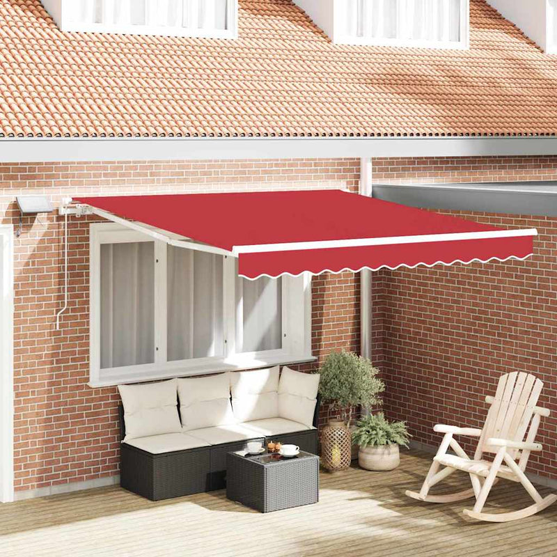 vidaXL Behúzható napellenző tartalmaz Piros 300 x 250 cm szövet