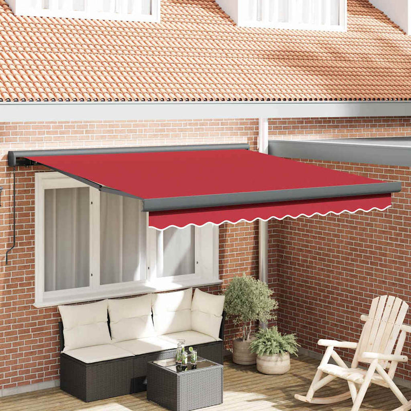 vidaXL Behúzható napellenző Piros 300 x 250 cm Szövet és Fém
