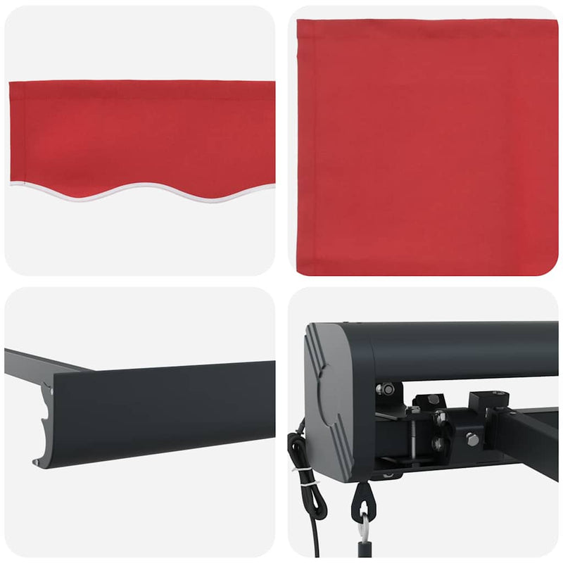 vidaXL Behúzható napellenző Piros 300 x 250 cm Szövet, Fém