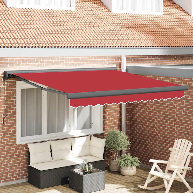 vidaXL Behúzható napellenző Piros 300 x 250 cm Szövet, Fém