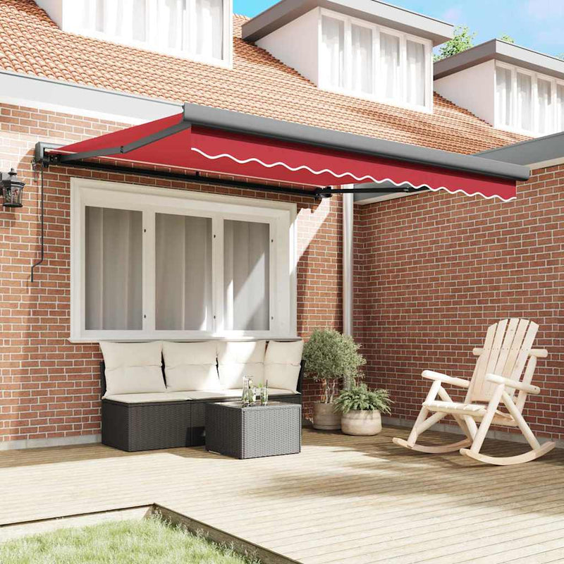 vidaXL Behúzható napellenző Piros 300 x 250 cm Szövet, Fém