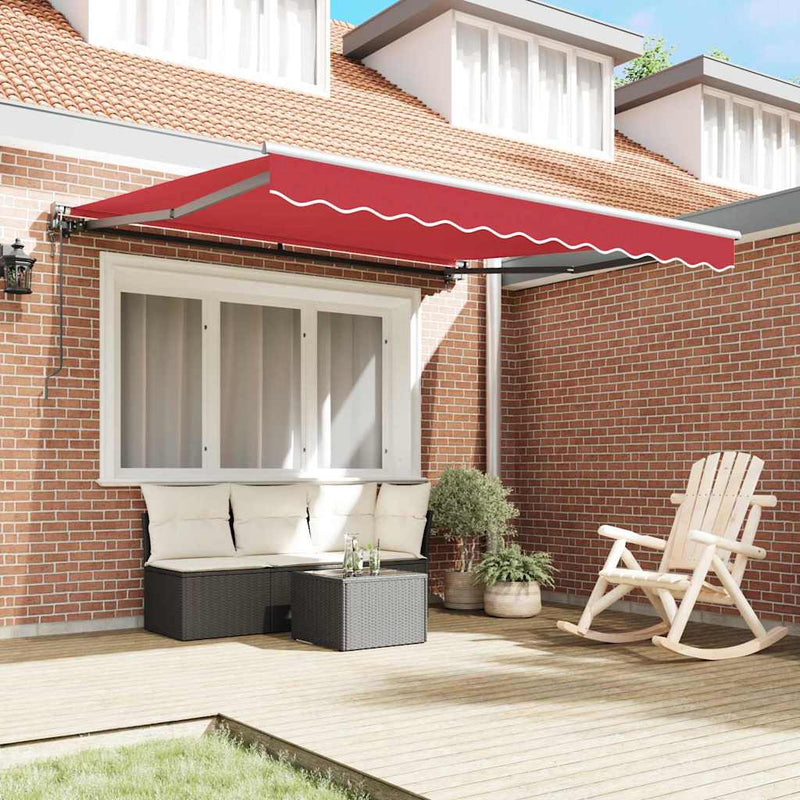vidaXL Behúzható napellenző Piros 300x250 cm szövet