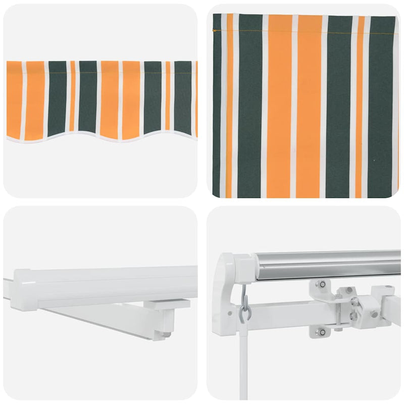 vidaXL Behúzható napellenző Zöld és sárga 300 x 250 cm szövet
