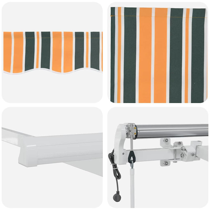 vidaXL Behúzható napellenző 300 x 250 cm Zöld és sárga