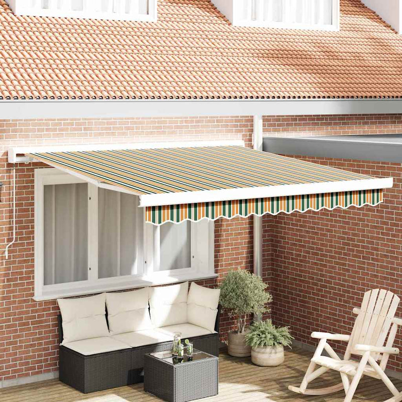 vidaXL Behúzható napellenző Zöld és Sárga 300 x 250 cm Szövet és Fém