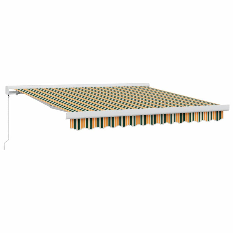 vidaXL Behúzható napellenző Zöld és Sárga 300 x 250 cm Szövet és Fém